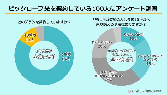 ビッグローブ光1ギガ・10ギガ契約のアンケート調査結果