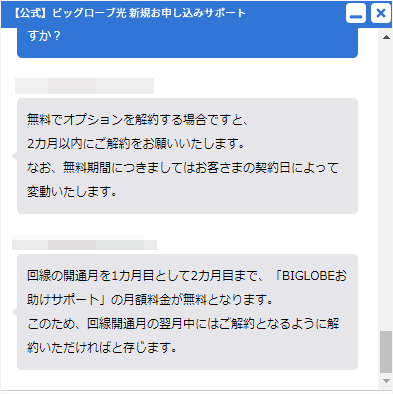 ビッグローブ光「オプション解約の注意点」