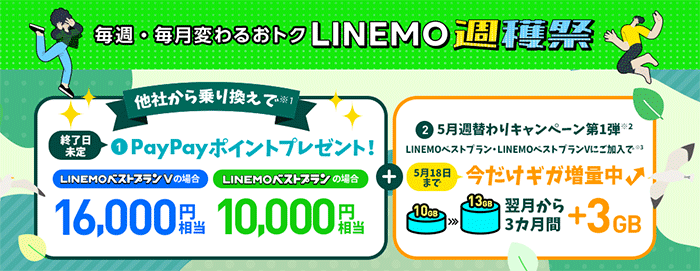 PayPayポイントプレゼントキャンペーン+3カ月間データ増量キャンペーン