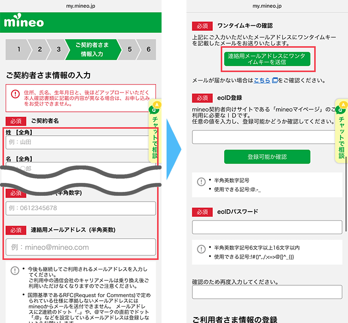 mineo(マイネオ)に 申し込み手順