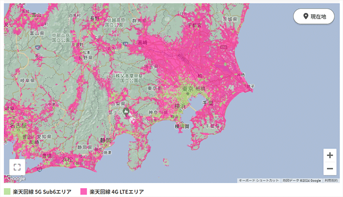 楽天ターボ提供エリアマップ