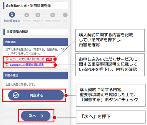 ソフトバンクエアー本人確認書類のアップロード①